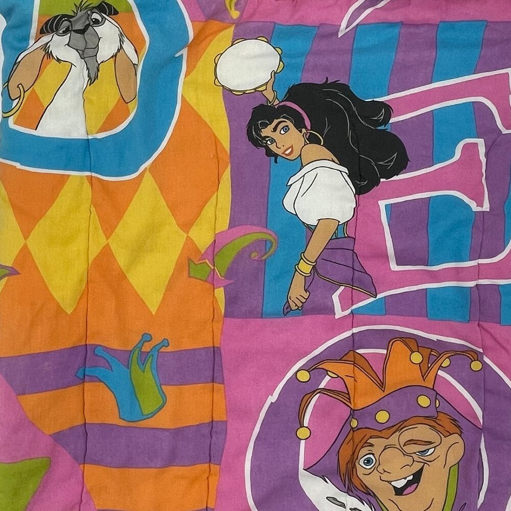 Vintage Disney Hunchback Of Notre Dame Comforter FLAWS Esmeralda Quasimodo 90s